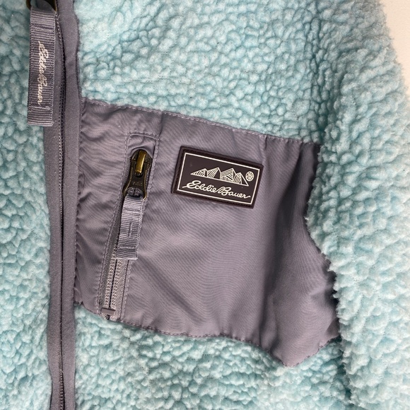 GIRLS EDDIE BAUER SHERPA ZIP UP AQUA BLUE SIZE XS 5/6 - Picture 3 of 4